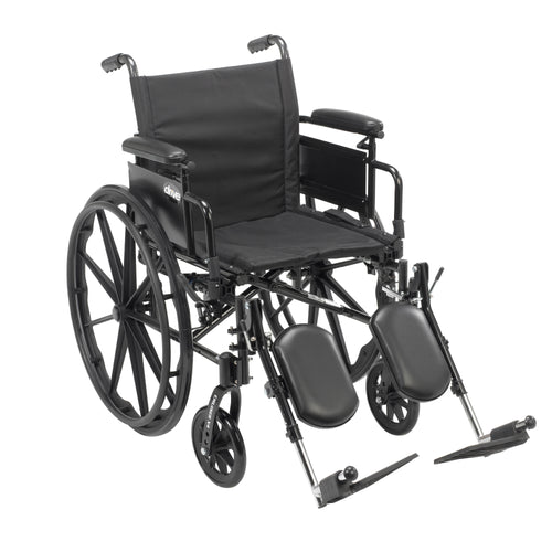 Drive Medical CX420ADDA-ELR Cruiser X4 Lightweight Dual Axle Wheelchair with Adjustable Detachable Arms, Desk Arms, Elevating Leg Rests, 20" Seat